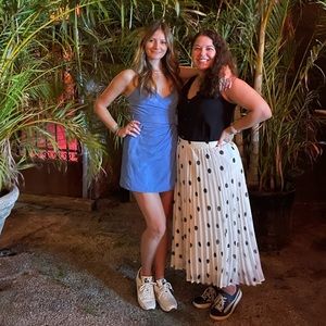 Zara linen blend belted mini dress in blue- PRICE DROP